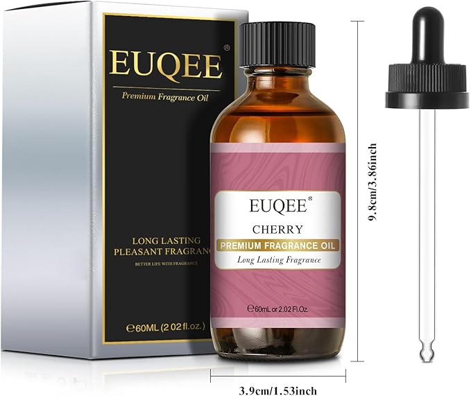 EUQEE 2.02 Fl oz Cherry Fragrance Oil, 60ml Premium Cherry Essential Oil with Glass Dropper for Diffusers, Candle & Soap Making