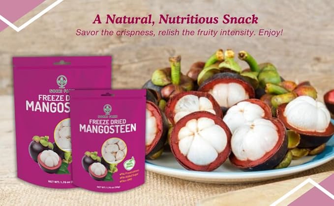 NOKKI FARM Freeze Dried Mangosteen - Healthy & Exotic Tropical Fruit Snacks, No Added Sugar or Preservatives, Kid-Approved, Shelf-Stable & Portable for On-The-Go Snacking - (Pack of 3)