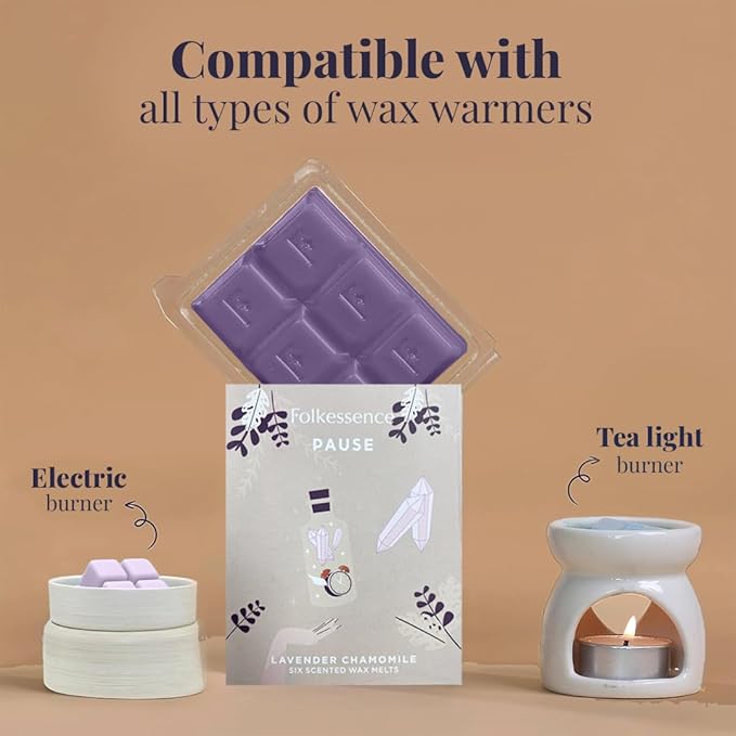 Folkulture Wax Melts or Wax Cubes | Set of 5 Scented Wax Melts for Fall Scents | 30 pc Easy to Use Candle Warmer Wax Melts for Fall Essentials | Lavender, Chamomile, Patchouli, Frankinsence