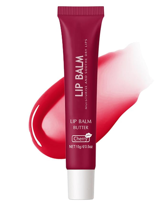 Lip Balm Butter Chrrey, Hydrating Tinted Butter Lip Gloss,Clear Lip Mask Lip Care Moisturizer, Smooth Lip Treatment Balm,Non-Sticky Jelly Glow Reviver Fat Lip Oil,Thanksgiving Makeup Gift for Women-05