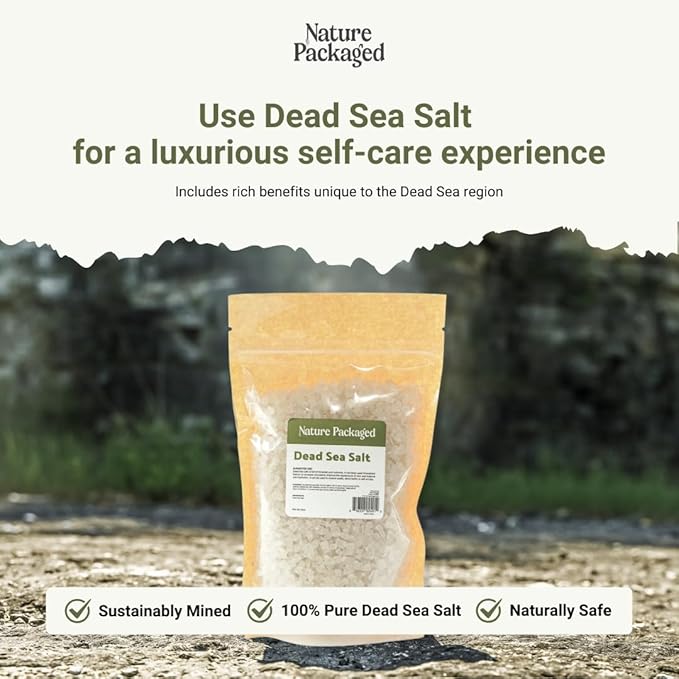 Dead Sea Salt (16oz) - Direct from The Shore of The Dead Sea - Organic Salt for Body Scrubs, Adding to Baths, and Foot Soaking 1 Pack