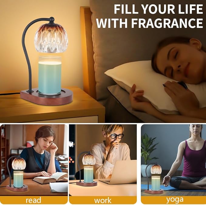 Candle Warmer Lamp, Electric Candle Warmer Birthday Gifts for Women Mom, Candle Lamp Warmer with Timer for Home Decor Housewarming Christmas (Black-Brown)