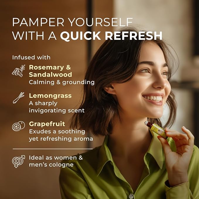 Gya Labs Brain Booster Essential Oil Roll On - 0.34 Fl Oz - Travel Size Roller for Camping, Skin, Aromatherapy Relief, Convenience