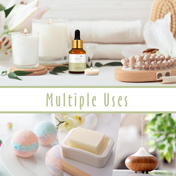 Grassland Dew Fragrance Oil, MitFlor Single Scented Oil, Large Size Hotel Collection Diffuser Oil, Soap & Candle Making Scent, Aromatherapy, Natural & Fresh Scent for Home Fragrance, 30ml