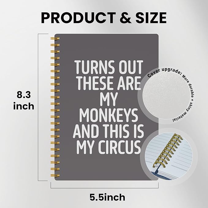 EKGJW Funny Notebooks for Work,Gray Aesthetic Journal, Funny Boss Day Gifts, Boss Gifts for Men Women, Funny Gifts for Boss, Boss Office Decor, Spiral Notebook 5.5x8.3 Inch