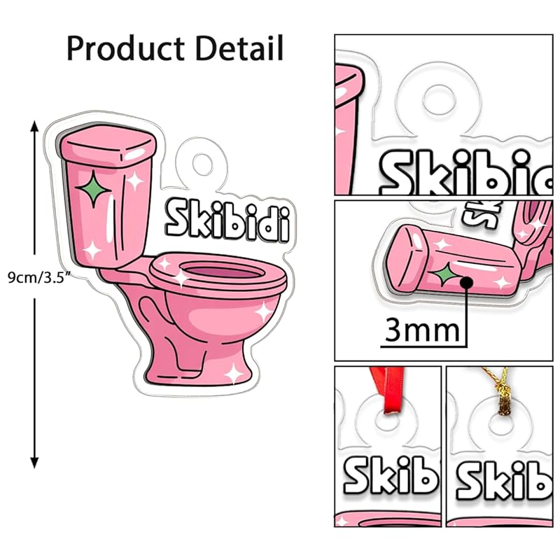 Funny Skibidi Toilet Acrylic Ornament, Toilet Christmas Ornament, Meme Ornament, Gag Gift for Teen Kids, Holiday Decoration Acrylic Ornament – Personalized Christmas Tree