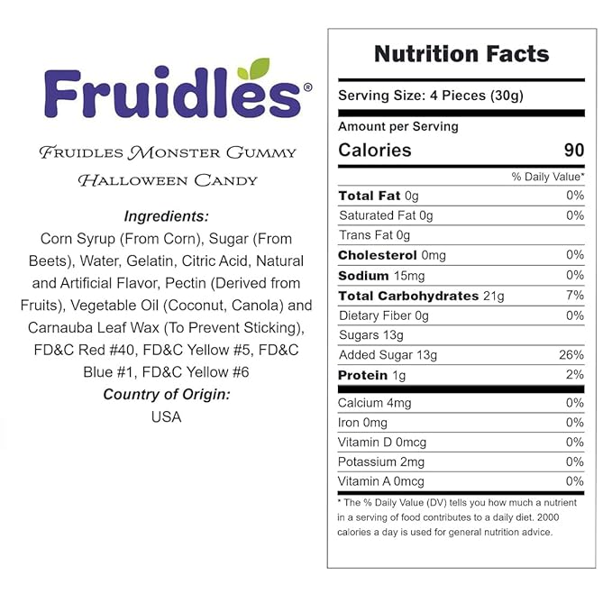 Fruidles Monster Gummy Halloween Candy, Trick-Or-Treat Creepy Party Bag Fillers, Non-GMO (5 Pounds (Bulk))