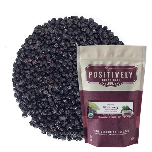 Organic Positively Botanicals Company, Elderberry, Herbal Tea Loose Leaf Botacnical, 16 Ounce