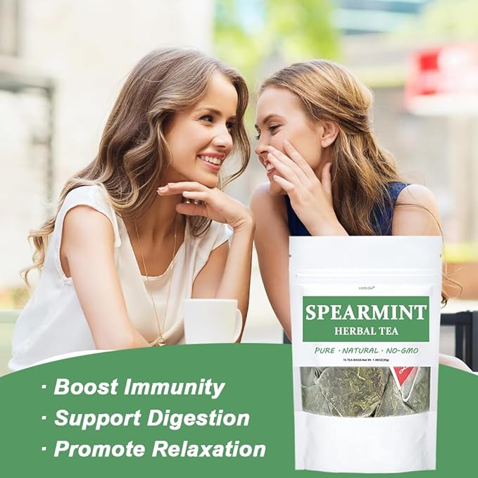 LYCKLIGA - Spearmint Tea Bags - Spearmint Leaves - Support Digestion & Natural Breath Freshener - Traditional Herbal Tea.(15 Tea bags)