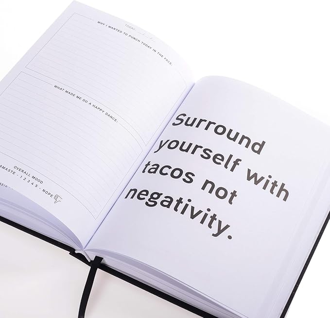 Graphique Self-Care Journal - Punch Today in the Face - 256 Pages - Weekly Quote & Daily Fill in Interiors - Hardbound Fabric Cover - Ribbon Marker (6" x 8")