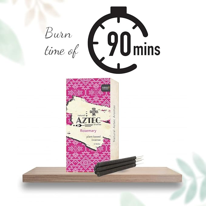 Soul Sticks Aztec Cinnamon Resin Incense Sticks Hand Rolled Artisan Resin 6pcs Perfect for Yoga Meditation Relaxation Aromatherapy Cleansing, & Witchcraft Supplies Long Lasting Slow Burn (Rosemary)