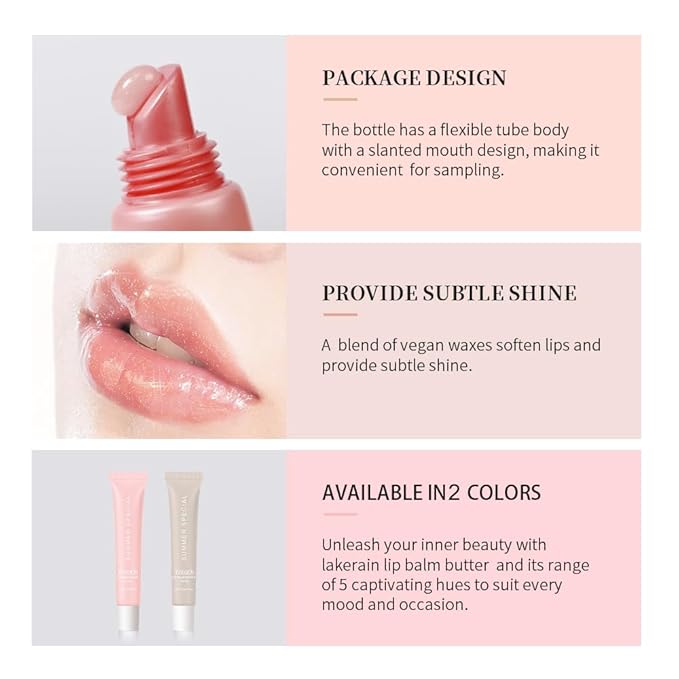 2 PCS Summer Lip Glossy Butter Balm Set, Tinted Lip Balm Long-Lasting Hydrating and Moisturizer, Glitter Lip Glossy Soften Dry Lips and Lip Care, Christmas, Birthdays Gifts for Women and Teen Girls