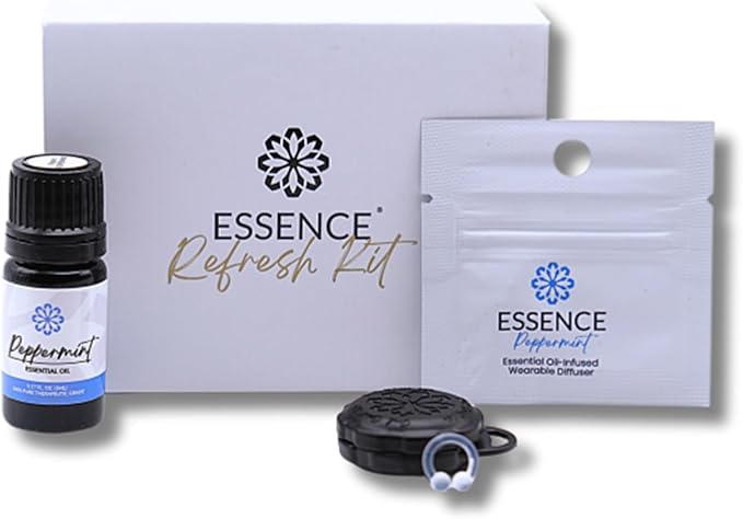 Essence Wearable Aromatherapy Nasal Diffuser – Peppermint Essential Oil Nose Ring Silicone Inhaler for Stress & Mood Support - Made in USA & Travel-Friendly