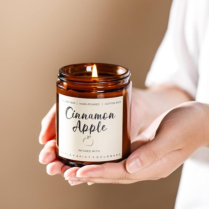 Fall Candles Set - 6 Pack Candles for Home Scented, Fall Scented Candles for Autumn Gift Home Decoration, Natural Non Toxic Soy Candle Gifts for Women, Cinnamon Apple/Autumn Wreath