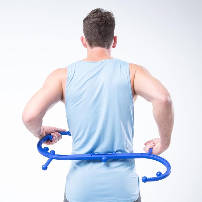 Body Back Buddy - USA Made - Massage Stick & Buddy Classic Bundle, Trigger Point Massage Tools, Neck and Back Massagers, Massage Cane, Muscle Knot Remover (Blue)