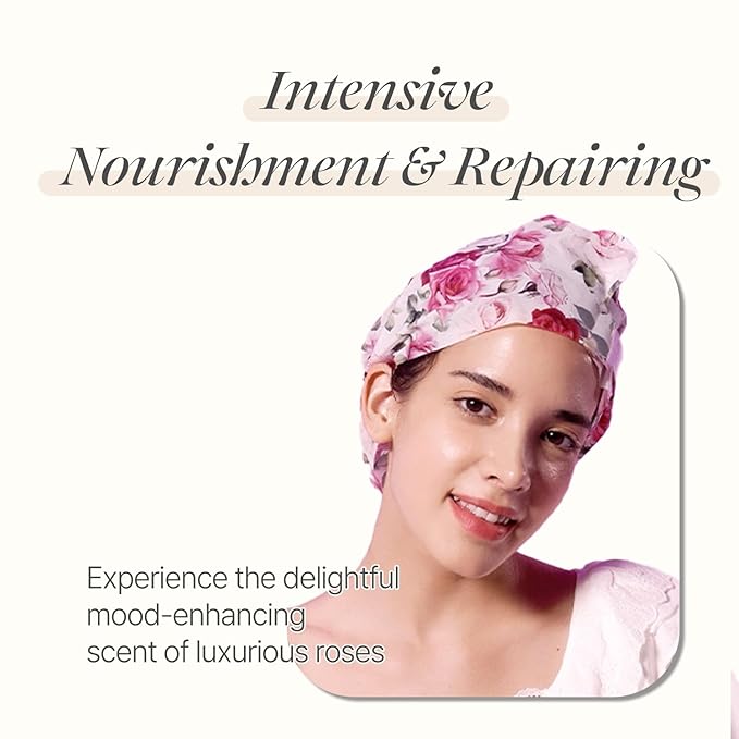 Koelf PETITFEE Rose Petal Satin Hair Mask - Intensive Nourishing & Repairing Cap Mask for Silky, Moisturizing Hair, Strengthens Scalp, Rose Essence Treatment (5ea)