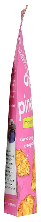 Amäzi Foods, Dried Pineapple - Moringa Hibiscus 2.3Ounce All Natural Snacks No Sugar Added Dried Pineapple Dehydrated Fruit