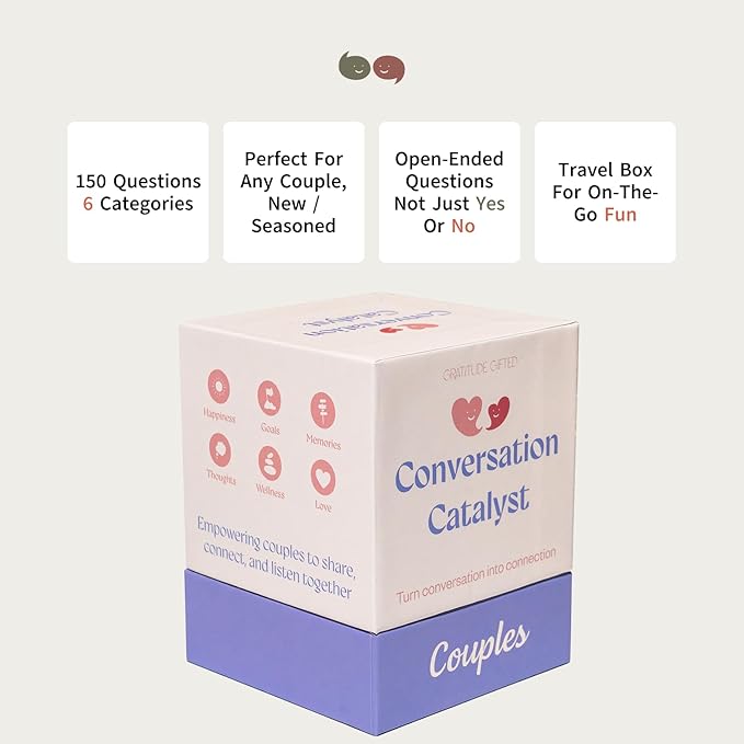 Gratitude Gifted Conversation Catalyst Couples - 150 Questions to Deepen Connection –Fun Relationship Building Activity for Partners, Romantic Date Night Ideas, Unique Couples Gift