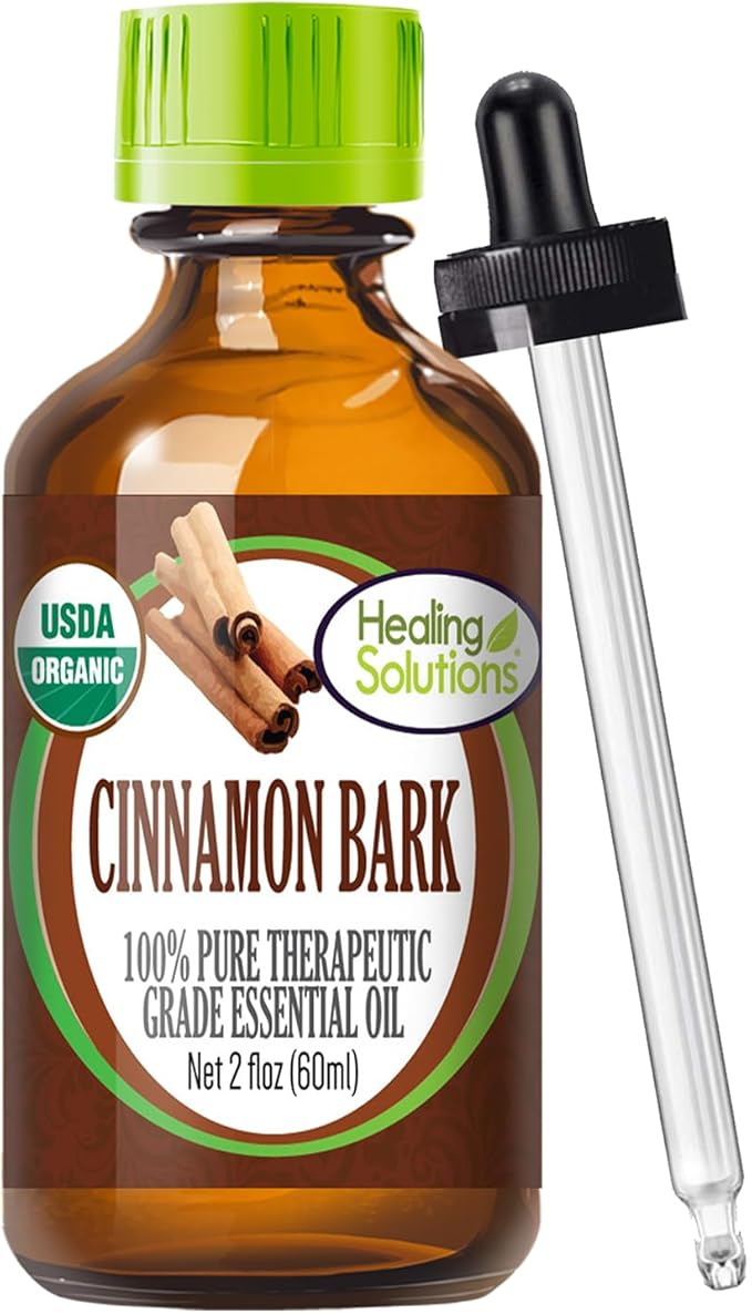Healing Solutions 2oz (60ml) Cinnamon Bark Essential Oil – Organic, Pure, Undiluted for Hair Diffuser - Cinnamon Essential Oil