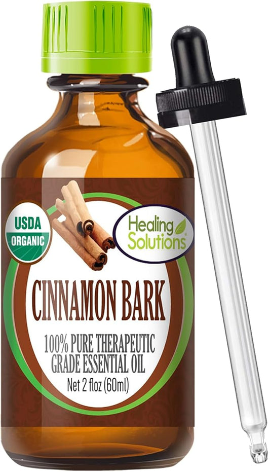 Healing Solutions 2oz (60ml) Cinnamon Bark Essential Oil – Organic, Pure, Undiluted for Hair Diffuser - Cinnamon Essential Oil