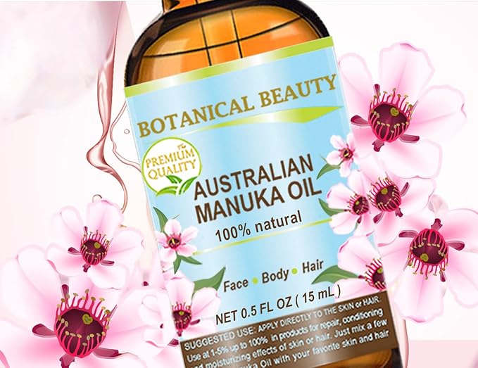 Botanical Beauty MANUKA OIL WILD GROWTH RAW 100% Natural VIRGIN UNREFINED Cold Pressed Carrier Oil. for Skin, Face, Hair, Lip and Nail Care Anti-Aging 0.5 Fl.oz.- 15 ml