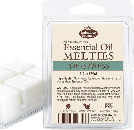 Fabulous Frannie De-Stress Pure & Natural Soy Candle Meltie/Tart/Melts Made with Pure Grapefruit, Ylang Ylang and Lavender Essential Oils 2.5oz