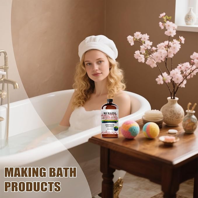 Cherry Blossom Essential Oil, Cherry Blossom Oil 16 Fl Oz 480ML for Diffuser Humidifier Yoga Cleaning DIY Candle Soap Making Essential Oils