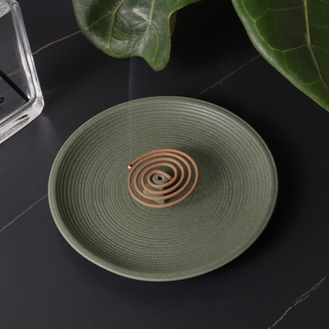 Incense Holder and Insence-Stick Holder,Incense Holder for Sticks, Simple Insence Tray for Set for Office Yoga and Livingroom (Green)