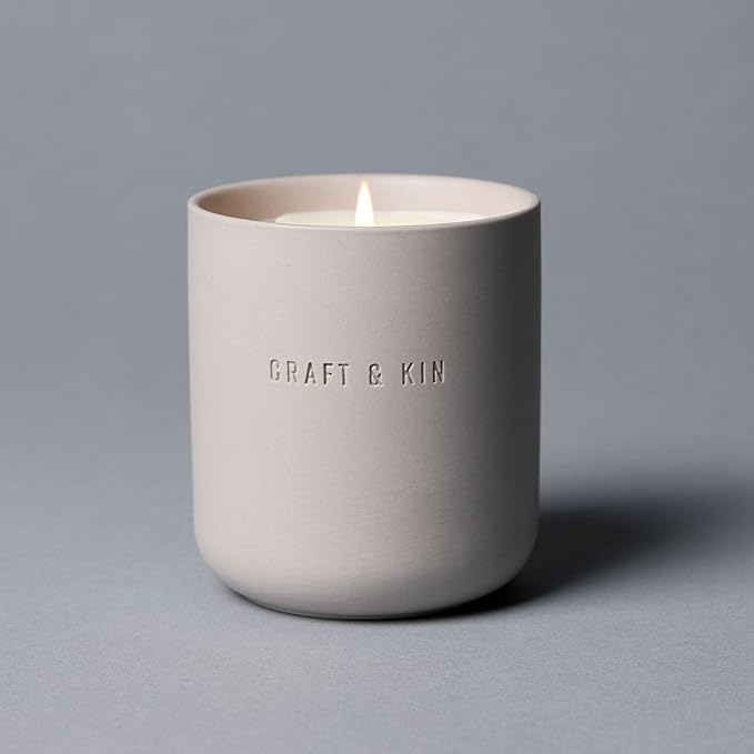Craft & Kin Scented Candles - Dark Rose & Amber | 10oz Soy Blend with Cotton Wick | Long-Lasting Fall Candles, 40-Hour Burn | Ceramic Jar, Perfect Fall & Winter Home Scent