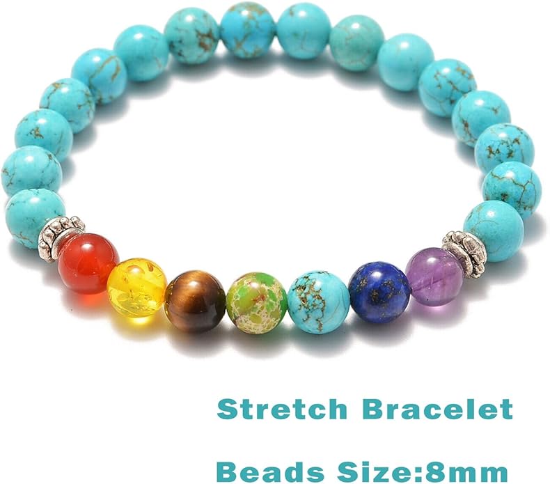 AD Beads 2Pcs His & Hers Distance Beads Bracelets Elastic Natural Stone Yoga Bracelet