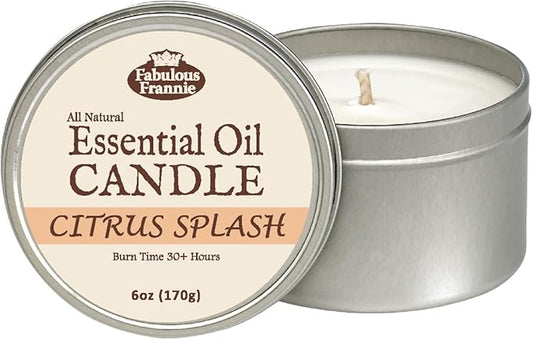 Fabulous Frannie Citrus Lover's All-Natural Soy Candles Cotton Wick High Pure Essential Oil Scent 40 Hours Burn Time Gift for Women & Men 6 Ounce (Pack of 1)