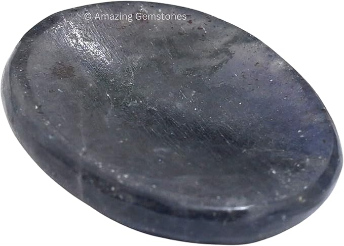 Amazing Gemstone Iolite Worry Stone, Healing Crystals - Piedra Crystal Fidget for Gift, Meditation, Calming, Relaxation, Stress Relief