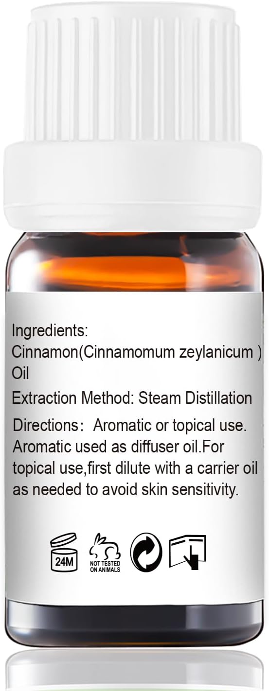 Cinnamon Oil - Pure Organic Essential Oil for Diffuser, Spray, Massage, DIY Candles & Soap - Cinnamon Bark Oil, 10mL