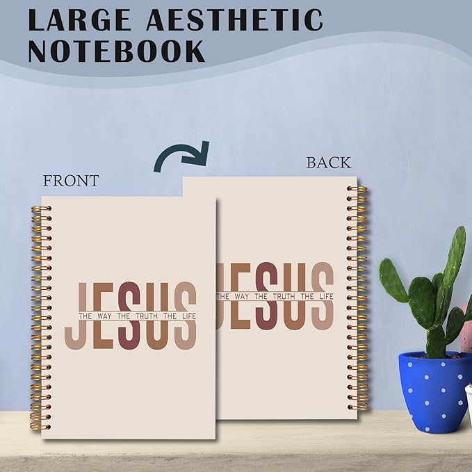 Jesus Christian Spiral Notebooks, the Way Truth Life Bible Verse Journal, Jesus Journals for Writing, Christian Gifts for Women Men, Religious Notebook for Note Taking, 5.5x8.3 Inch