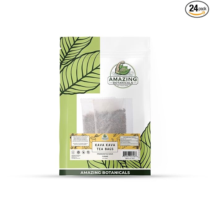 Premium KAVA Tea Bags | Relaxing and Soothing Herbal Blend, 3 grams each tea bag, 24 count
