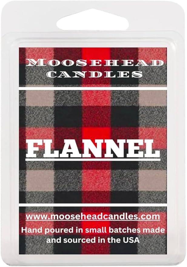 Flannel Wax Melts – 4 Pack Soy Wax Melts for Warmers | Cozy Blend of Bergamot, Mahogany & Soft Musk | Long Lasting, Handmade, Pet Safe | Fall & Winter Home Fragrance