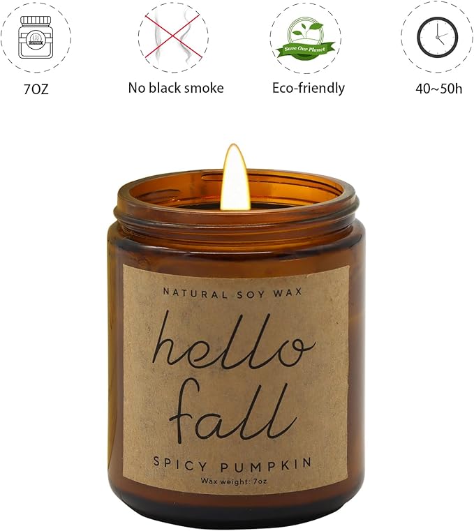 Fall Decorations for Home - Fall Candles, Gifts for Women, Natural Soy Wax Pumpkin Spice Scented Candles