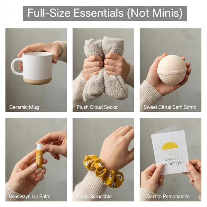 Unboxme Sunshine Care Package for Women, Spa Gift Basket with Tea, Mug, Bath Bomb, Candle, Cozy Socks, Thinking of You, Get Well, Birthday