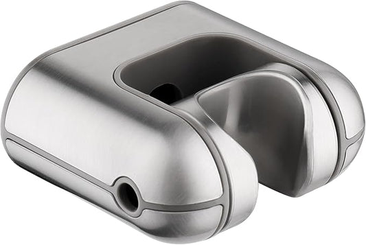 BRIGHT SHOWERS Shower Head Holder Wall Mount, Adjustable Handheld Shower Wand Holder with Universal Fit and Angle Adjustment, Brushed Nickel