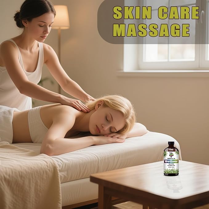 Vetiver Essential Oil (4 oz/120 ml) — Vetiver Oils for Aromatherapy, diffusers, humidifiers, Home fragrances, DIY Skincare, soap Making, DIY Candle Making, Relaxation, Yoga, and Meditation