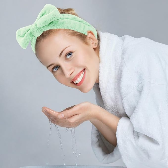 8 Pack Spa Headband for Washing Face Stocking Stuffers Skincare Headbands Bulk for Women Girls Soft Coral Fleece Hairband Cute Bow Headbands for Washing Face Makeup