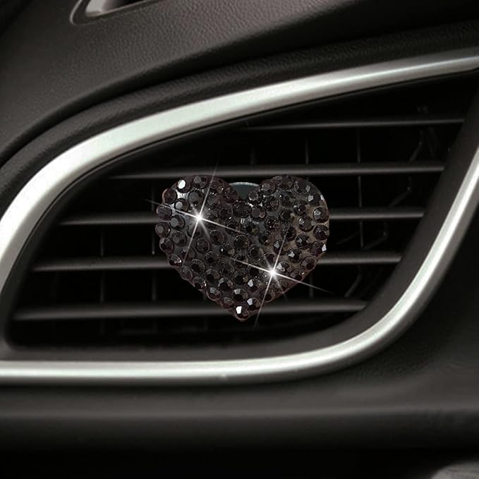 1Pc Black Heart Air Vent Clips, Car Air Fresheners Vents Clips Car Diffuser Diamond Car Interior Decor Charm Cute Car Accessories Interior Accessories, Auto Decoration