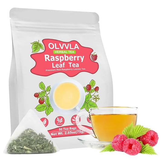 Olvvla - Raspberry Leaf Tea Bags - 1.5g X 50 Count - 100% Pure Red Raspberry Leaf Herbal Tea - Natural Pregnancy Tea - Non-GMO - Caffeine-free - Ease Menstrual Cramp & Support Healthy Pregnancy