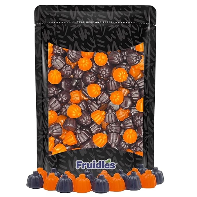 Fruidles Halloween JuJu Jelly Pumpkins, Delicious Gummy Candy, Gluten-Free, Fun and Festive Holiday Snacking, Party Favor (Half-Pound