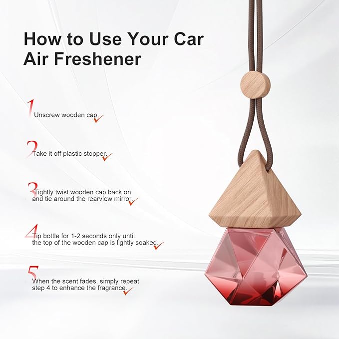 Car Air Freshener Hanging, 2 Pcs All Season Zen Tea Scent Drift Car Air Freshener, Wooden Fragrance Expanding Bottle Cap, 10ml Per Bottle, Used for Car Decoration and Fresh Air (All season Zen tea)