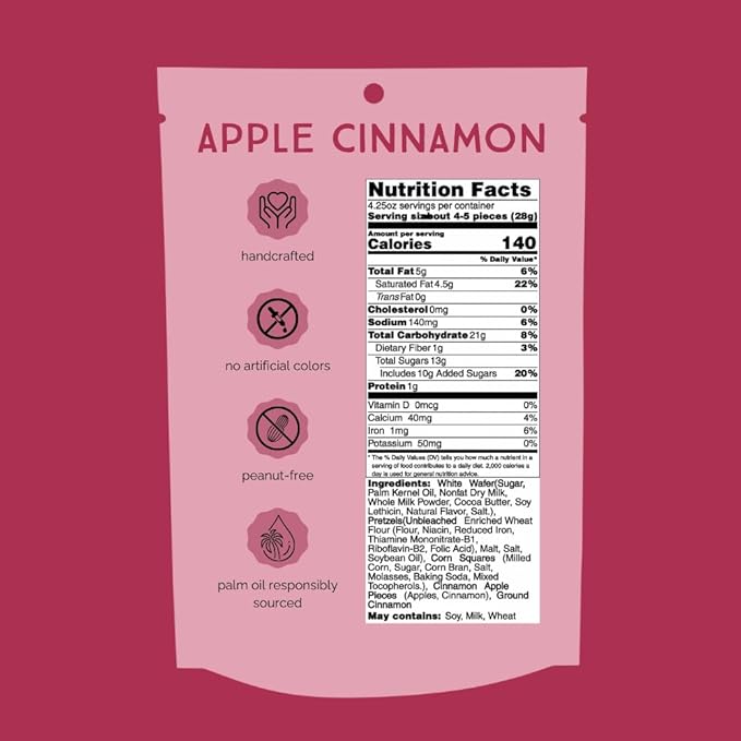 Chunk Nibbles Apple Cinnamon Snack Clusters - Award-Winning Blend with Real Apples, Pretzels & Corn Squares - Cozy Fall Flavor, Handcrafted - Gourmet Treat - 4.25oz Resealable Pouch (3 Pack)