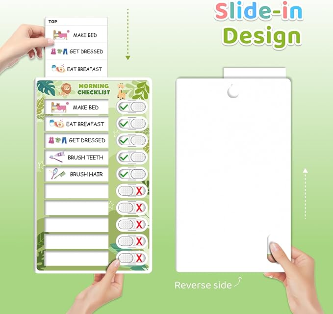 3 in 1 Bedtime/Morning/Weekly Zoo Routine Chart for Kids, Magnetic Chore Chart for Toddlers, Visual Schedule for Kids Toddlers Schedule Board for Home