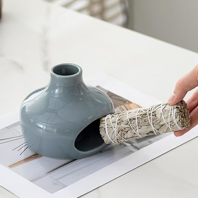 Handmade Ceramic Aroma Holder for Palo Santo Sage and Incense Sticks Meditation Yoga Relaxation Essential with Heat-Resistant Base Natural Home Decor Bowl