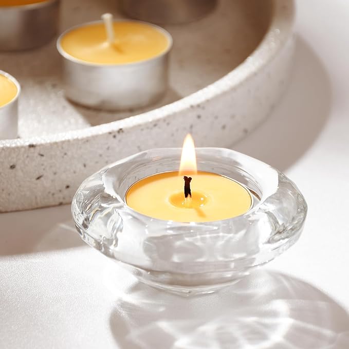 36-Pack Pure Beeswax Tealight Candles in Aluminum Cups - 4-5 Hour Burn Time, Lead-Free Cotton Wick, Natural Unscented Candles