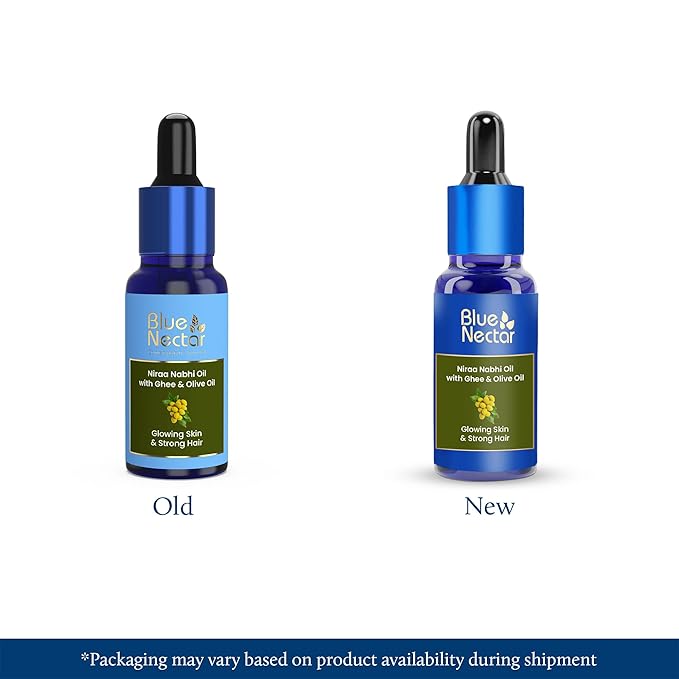 Blue Nectar Ayurveda Navel Oil with Ghee & Olive for Belly Oiling | Natural Belly Button (Nabhi) Oil for Radiant Skin & Deep Hydration (22 Herbs, 1 Fl Oz)